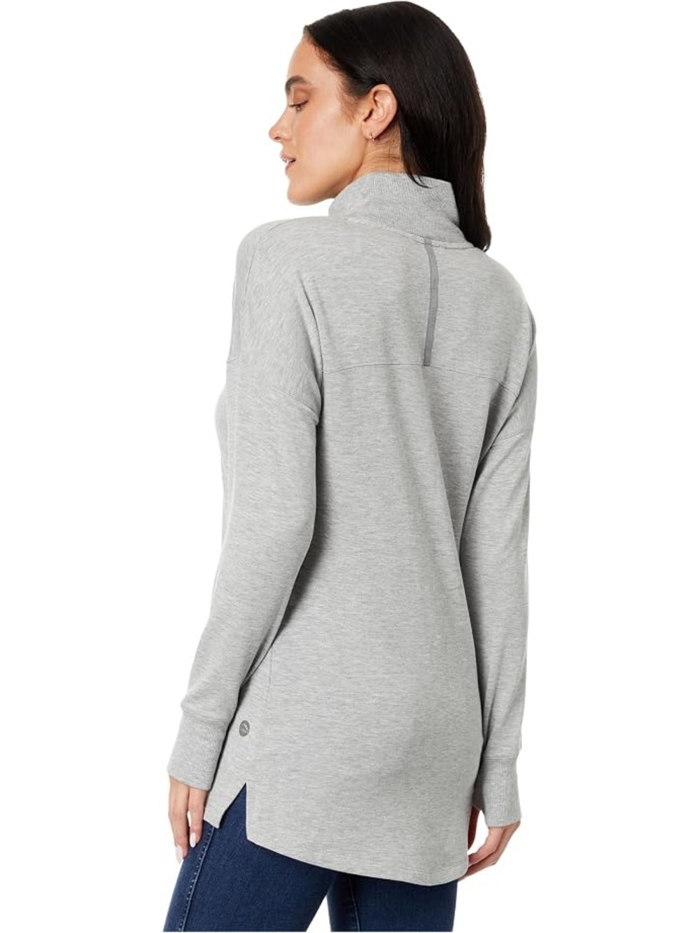 Womens L.L. Bean Softflex Mock Neck Tunic Pullover Gray Large - Picture 2 of 10